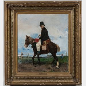 Attributed to Romàn Ribera Cirera (Spanish, 1849-1935) A Gentleman Caller on Horseback