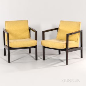 Two Edward Wormley for Dunbar Open Arm Lounge Chairs