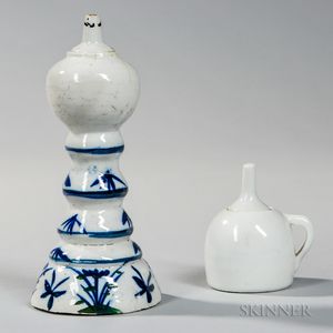 Two White Porcelain Oil Lamps