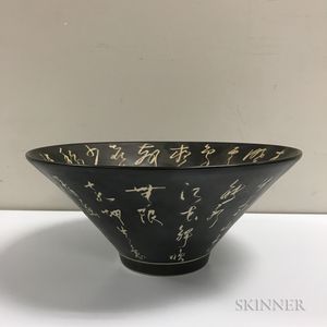 Large Black-glazed Stoneware Bowl