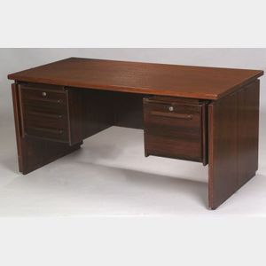 Bent Silberg Rosewood Flat-top Double Pedestal Desk