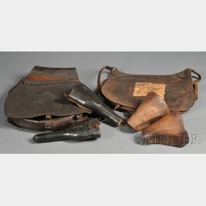 Leather Saddlebags, Holsters, Stirrups, and a Shoulder Bag