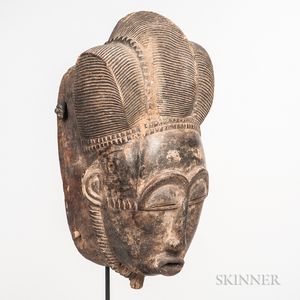 Large Baule-style Carved Wood Face Mask
