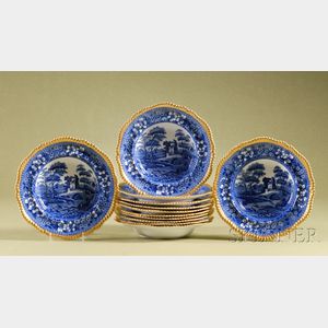 Set of Twelve Copeland Blue Transfer Printed Soup Plates