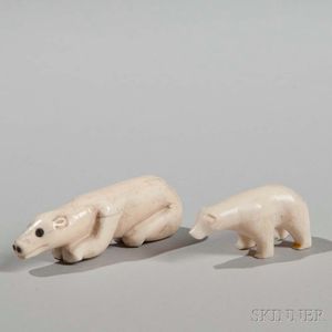 Two Eskimo Carved Bears