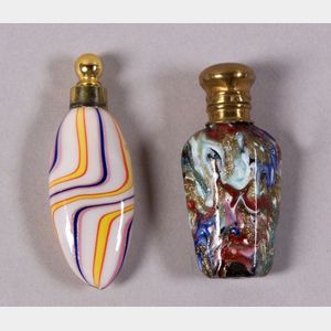 Two Continental Glass Scent Vials