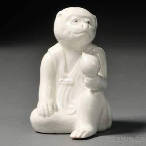 White Porcelain Okimono Monkey