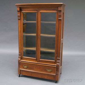 Victorian Walnut Two-door Glazed Bookcase