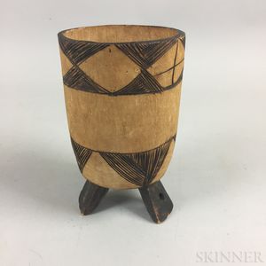 Engraved Wood Drinking Vessel