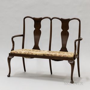 Queen Anne-style Mahogany Double-back Settee