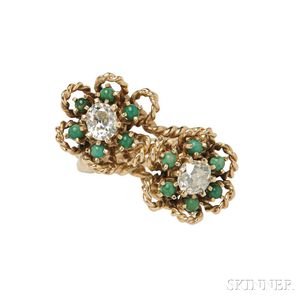 14kt Gold, Diamond, and Jade Ring