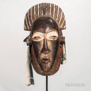 Large Senufo-style Carved and Painted Wood Face Mask