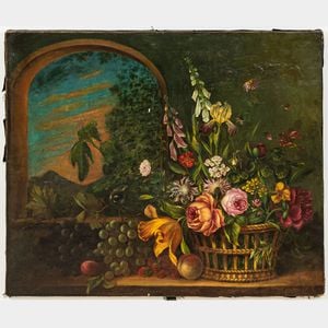 Continental School, 19th Century Two Still Life Paintings: Dutch-style Flowers in an Urn