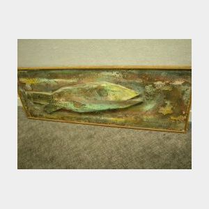 Polychrome Wooden Fish Panel.