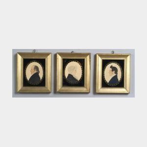 Attibuted to Rufus Porter (American, 1792-1884) Three Miniature Edwards Family Portraits.