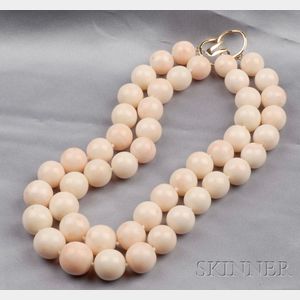 Double Strand Coral Bead Necklace