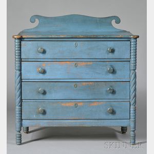 Classical Blue-painted Birch Bureau