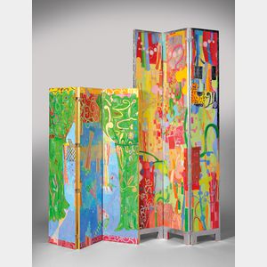 Two Katherine Bell Painted Screens and Four Maquettes
