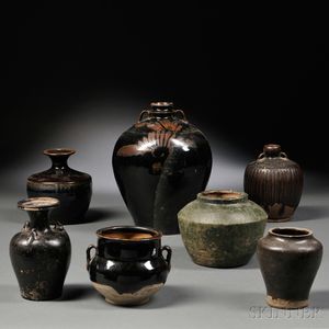 Seven Glazed Pottery Jars