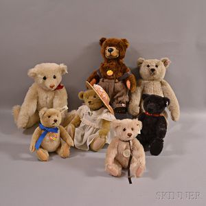 Seven Collectible Steiff Teddy Bears