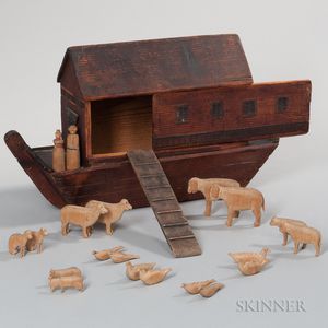 Handmade Noah's Ark with Carved Animals