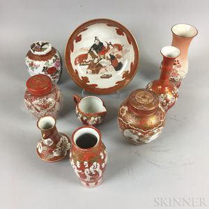 Nine Kutani Porcelain Vases and Bowls