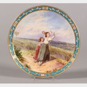 Minton Porcelain Hand Painted Cabinet Plate with Reticulated Rim