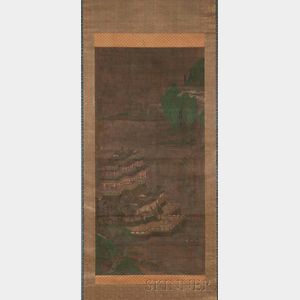 Hanging Scroll Depicting a Qinglu Shanshui (Blue-green Landscape)