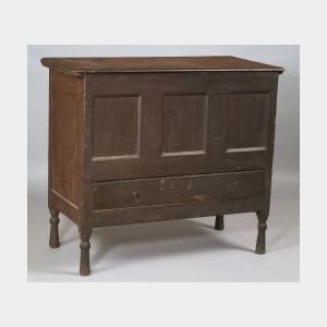 Painted Joined and Paneled Maple and Pine Chest-over-Drawer