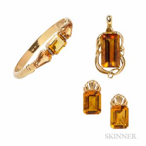 Group of 14kt Gold and Citrine Jewelry Items