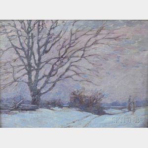 Thomas Watson Ball (American, 1863-1934) Twilight Landscape with Snow.