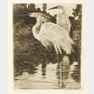 Frank Weston Benson (American, 1862-1951) Snowy Herons