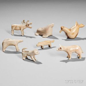 Seven Eskimo Ivory Carvings