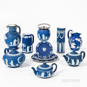 Twelve Pieces of Wedgwood Dark Blue Jasperware