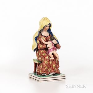 Staffordshire Pottery Figure of Mother and Child