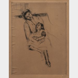 Mary Cassatt (American, 1844-1926) Reine and Margot Seated on a Sofa (No. 2)