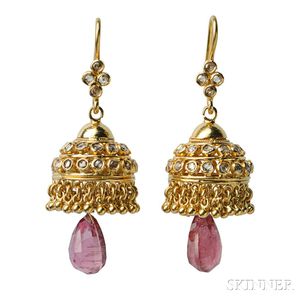 22 kt Gold and Tourmaline Earrings