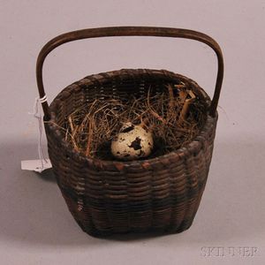 Small Woven Splint Basket and Egg