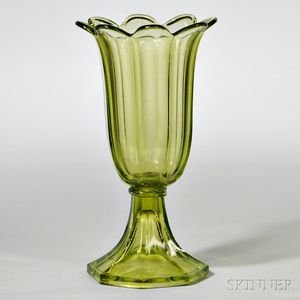 Light Green Pressed Glass Tulip Vase