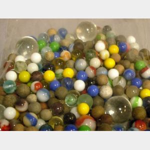Small Collection of Glass and Clay Marbles.