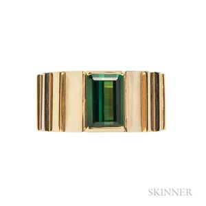 14kt Gold and Green Tourmaline Ring
