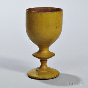 Small Turned and Yellow-Painted Chalice