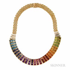 18kt Gold Gem-set Fringe Necklace