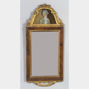 Rococo Gilt Gesso and Walnut Looking Glass