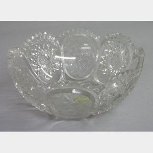 Colorless Cut and Etched Crystal Fruit Bowl.