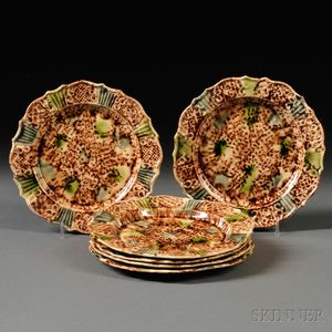 Six Staffordshire Cream-colored Earthenware Plates