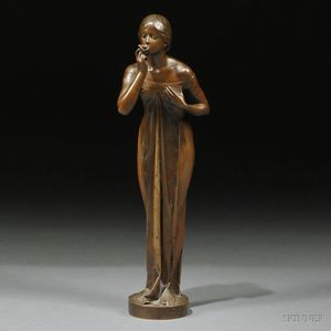 Gustav Schmidt-Cassel (German, 1867-1954) Bronze Depiction of a Maiden