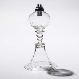 Colorless Free-blown Globe Petticoat Whale Oil Lamp