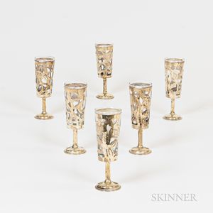 Six Mexican Sterling Silver-mounted Cordials