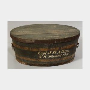 Painted Wooden Sailor&#39;s Storage Drum